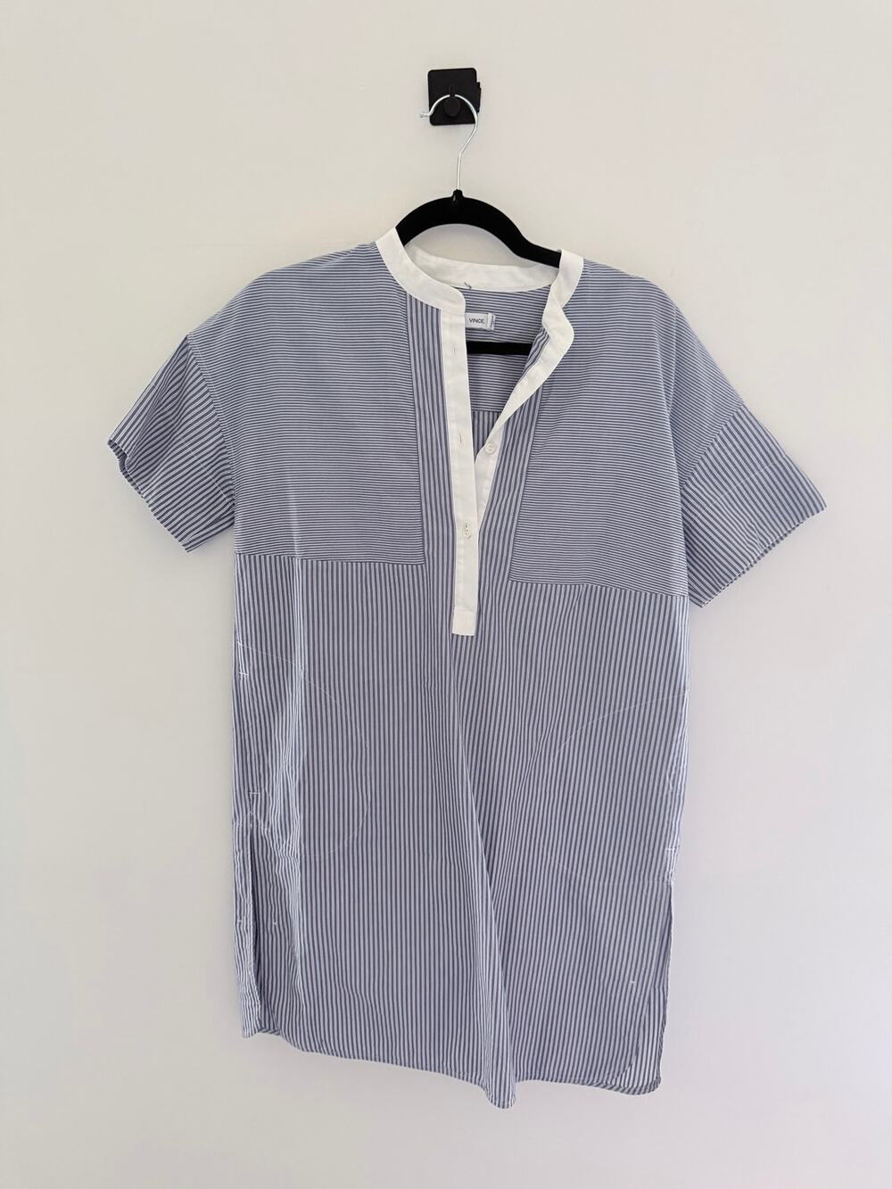 Vince Blue White Stripe 100% Cotton Poplin Dress-Size 2